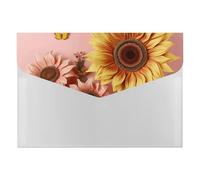 Big Sunflower File Folder, Plastic Accordion File Folders with 6 Pockets, Expanding File Organizer with Snap Closure, Portable Document Paper Organizer, Office Supplies Filing Folders