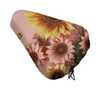 Big Sunflower on Background Bike Seat Cover with Drawstring Bicycle Saddle Rain Dust Cover UV Protection Bike Seat Cushion Shield for Women Men City Mountain