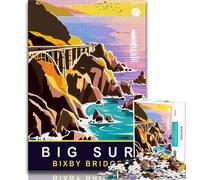 Big Sur And Bixby Bridge Puzzles for Teenagers Teens 1000pc Puzzle,Family Game Stress Reliever Difficult Challenge Great Gifts And Toys 50x75cm