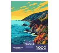 Big Sur Beach Coast Art 1000 Piece Jigsaw Puzzle, Historic Square Architecture, 1000 Pieces for Adults, for Families, Relaxing Challenge, 52x38cm/1000pcs