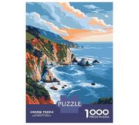 Big Sur Beach Coast Art 1000 Piece Jigsaw Puzzle, Historic Square Architecture, Thick Cardboard Pieces for Travel Lovers, Mindful Activity, Paper Board, 38x26cm/1000pcs