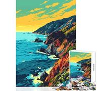 Big Sur Beach Coast Art 1000 Piece Jigsaws for Adults Puzzle Stimulate Active Brain And Mind Gentle Relaxing Fun Activity (50x75cm)