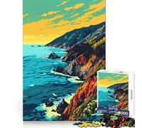Big Sur Beach Coast Art 1000 Pieces Puzzles for Adults Logic Practice Slow Leisure Clean Edges Meaningful Gift (38x52cm)