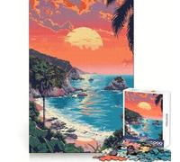Big Sur Beach Pixel Art 1000-piece Puzzle for Teenagers Thinking Skill Calm Distraction Smooth Cut Great Gift (50x75cm)