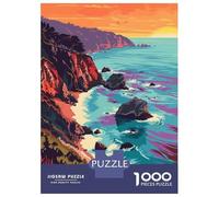 Big Sur California Beach 1000 Piece Jigsaw Puzzle, Old Europe Travel Artwork, Decorative Artwork, Matte Printed Jigsaw, Family Night Game for Adults, 38x26cm/1000pcs