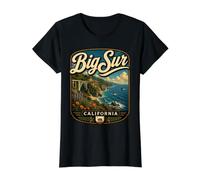 Big Sur California Big Sur Pacific Coast Highway Travel Value Graphic T-Shirt, Women, Black, S