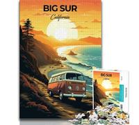 Big Sur California Travel Jigsaw Puzzles for Teenagers 1000 Piece Puzzle,Help The Brain Exercise Addictive Toys to Cultivate Patience A Work of Art 38x26cm