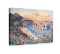 Big Sur Coastline, California Pacific Cliffs Canvas Poster Bedroom Decor Landscape Office Room Decor Gift 16" L X 24" W