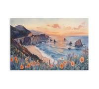 Big Sur Coastline, California Pacific Cliffs Canvas Poster Wall Art Decor Print Picture Paintings for Living Room Bedroom Decoration 20" L X 30" W