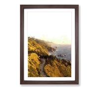 Big Sur Drive in California in Abstract Framed Print | A2 Walnut Framed Wall Art | Ready to Hang | Abstract Fantasy Picture | Living Room Bedroom Lounge Office