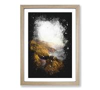Big Sur Drive in California Paint Splash Framed Print | A2 Oak Framed Wall Art | Ready to Hang | Modern Nature Picture | Living Room Bedroom Lounge Office