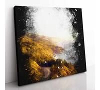 Big Sur Drive in California Paint Splash Modern Canvas Wall Art Print Ready to Hang, Framed Picture for Living Room Bedroom Home Office Décor, 50x50 cm (20x20 Inch)