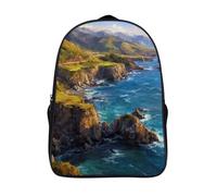 Big Sur Rugged Coastline Cliffs 16 Inches Backpack Work Travel Laptop Bag Double Compartment Casual Daypack