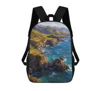 Big Sur Rugged Coastline Cliffs 17 Inches Large Backpack Work Travel Laptop Bag Casual Daypack