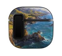 Big Sur Rugged Coastline Cliffs Hard Shell Case Skin Accessories Cover with Secure Lock Clip Compatible with AirPods 4