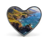 Big Sur Rugged Coastline Cliffs Heart Shaped Enamel Brooch Pin Button Badges Decoration Hat Clothing Bag Accessories Gift Crafts