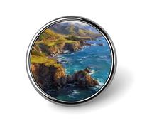 Big Sur Rugged Coastline Cliffs Round Enamel Brooch Pin Button Badges Decoration Hat Clothing Bag Accessories Gift Crafts