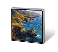 Big Sur Rugged Coastline Cliffs Square Enamel Brooch Pin Button Badges Decoration Hat Clothing Bag Accessories Gift Crafts