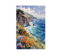 Big Sur Watercolor Painting Canvas Poster Bedroom Decor Landscape Office Room Decor Gift 24x36inch(60x90cm)