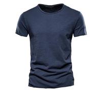 Big & Tall Everyday Tee Crew Neck Short Sleeve T-Shirt Top - Men's Longer Length Cotton Blue Shirt and tie Set Mens Tracksuit Tops for Men UK Full Zip Clearance (Navy, L)