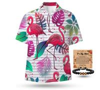 Big & Tall Mens Hawaii Shirt Short Sleeves Button Up Beach Shirts Summer Casual Floral Flamingo Cruise Shirt