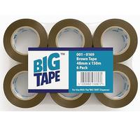 Big Tape - Acrylic Packaging Tape (Brown, 48mm x 150m - 6 Pack) - Strong Sticky Brown Tape for Box Packaging, Moving Boxes