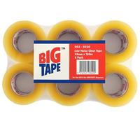 Big Tape - Low Noise - Clear Tape - 48mm x 150m - 6 Pack (Clear Tape) | Strong Sticky Tape, For Box Packaging, For Moving Boxes, Supports tape guns for 50MM CORE