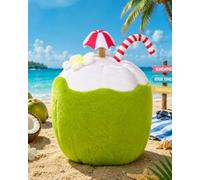 Big Teeth Funny Plush Tropical Coconut Drink Driver Headcover, Golf Head Covers for Woods and Driver, 19th Hole Driver Head Covers for Golf Clubs