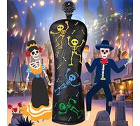 Big Teeth Golf Club Head covers Hybrid Utility Rescue with Interchangeable Number Tag 23456 UT Balck PU Leather Colorful Skull Pattern Elastic Closure