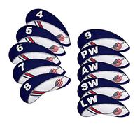BIG TEETH Golf Iron Head Covers 10Pcs Neoprene USA Flag Golf Club Protector Multi Color Golf Club Protector (Blue)