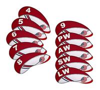 BIG TEETH Golf Iron Head Covers 10Pcs Neoprene USA Flag Golf Club Protector Multi Color Golf Club Protector (Red)
