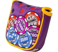 Big Teeth Square Mallet Putter Golf Head Cover,Golf Club Protector for Men, Casino Poker Putter Covers Blade,Purple Big Win Putter Covers, Magnetic Putter Headcover Magnetic