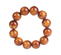 Big Tiger Eye Bead Bracelet, Wooden Buddha Beads Bracelet, Stretch Bracelet Anxiety Relief Prayer Beads Bracelet for Energy Protection Bring Luck and Prosperity, No Gems.