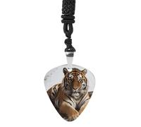 Big Tiger Guitar Pick Necklace Exquisite Titanium Steel Personalized Necklaces Cool Pendant Necklaces Fashion Guitar Pick Holder Necklace Unique Gifts for Adult
