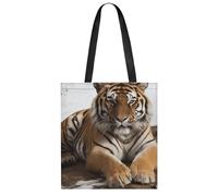 Big Tiger Handbag Lightweight All-Over Print Tote Bag, Reusable Foldable Shopping Bag, Portable Washable Handbag for Daily Travel Grocery Beach