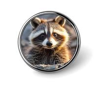 Big Tiger Lapel Pin Fashion Brooch Pin Cute Button Badges Round Button Pins Enamel Pins Metal Pinback for Hat Shirt Clothing Bags Decoration, Cute raccoon, Circular