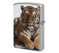 Big Tiger Lighter Case Metal Protective Cover with Double-Sided Art Design, Cool Lighters Pouch Shockproof Lighter Cover for Men Women Gifts, Lighters Not Included