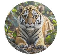 Big Tiger Personalized Jigsaw Puzzles, 195Pcs Custom Wooden Jigsaw Puzzle Round Puzzle Gift Adult