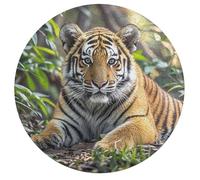 Big Tiger Personalized Jigsaw Puzzles, 195Pcs Custom Wooden Jigsaw Puzzle Round Puzzle Gift Adult