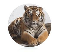 Big Tiger Tempered Glass Cutting Board for Kitchen Non-Slip Chopping Block Round Chopping Board Easy to Clean Butcher Block for Meat Fruits Vegetables & Bread 7.9"