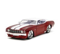 Big Time Muscle 1:24 1971 Chevy Chevelle Die-Cast Car, Toys for Kids and Adults(Red/White)