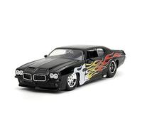 Big Time Muscle 1:24 1971 Pontiac GTO Die-Cast Car Toy for Kids and Adults (Black Flames)