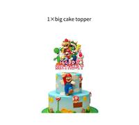 (Big Topper) Mario Party Super Paper Material Decoration Banner Cake Topper Swirl Set Balloon