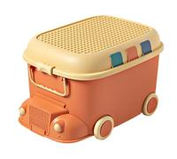 Big Toy Box with Wheels Large Capacity Car Shaped Organizer