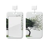 Big Tree Blowing in The Wind Id Badge Holder with Lanyard Waterproof Key Card Holder Case Vertical Id Card Protector with Clear Id Window Breakaway Name Tags for Women Men Work Office Doctor Nurse