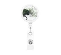 Big Tree Blowing in The Wind Retractable Badge Reel Holder with Clip and Keychain Name Badge Reel Funny Cute Badge Clips Id Card Badge Holder for Office Worker Doctor Nurse