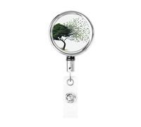 Big Tree Blowing in The Wind Retractable Badge Reel Holder with Clip and Keychain Name Badge Reel Funny Cute Badge Clips Id Card Badge Holder for Office Worker Doctor Nurse