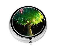 Big Tree in The Sun Mini Round Pill Box, can be Put into Wallet, Pocket, Light and Convenient, 3 Compartment Pill Box, Portable Pill Box,