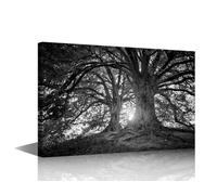 Big Tree Landscape Canvas Wall Art Painting Sunrise Black and White Wall Decor for Living Room Forest Pictures Print on Canvas Framed Modern Artwork for Home Wall Bedroom Decorations, 18x12in