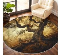 Big Tree Round Area Rug 90cm, Giant Tree Rug, Natural Scenery Circle Rugs, Low-Pile Round Rugs for Kitchen Dining Living Room Bedroom Under the Coffee Table